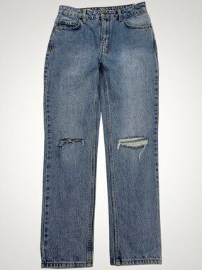 Ksubi Brooklyn Distressed Straight Mid Rise Jeans Women's Size 27 Fits 28x27